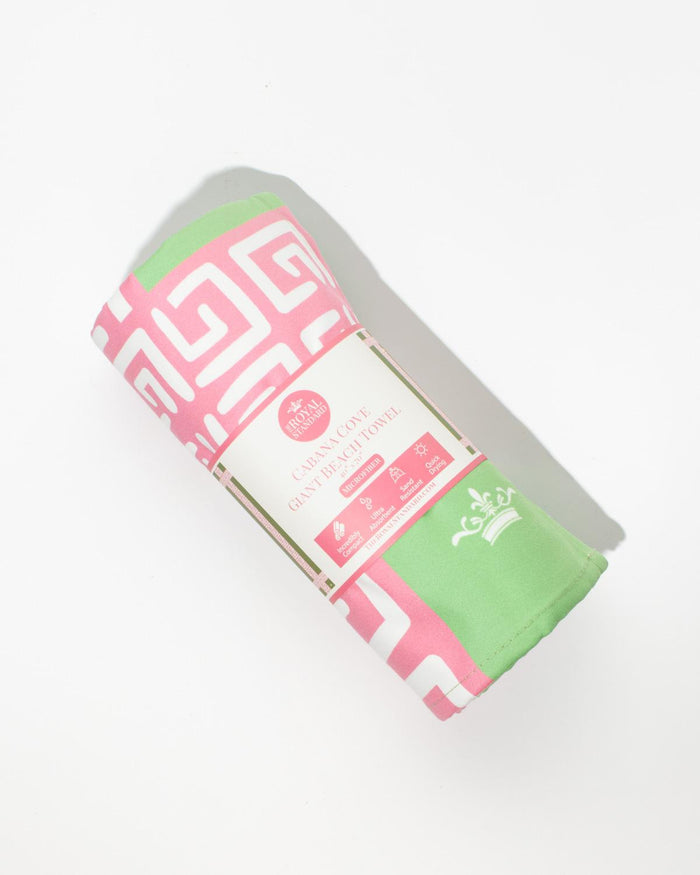 Cabana Cove Giant Beach Towel | Green/Pink/White