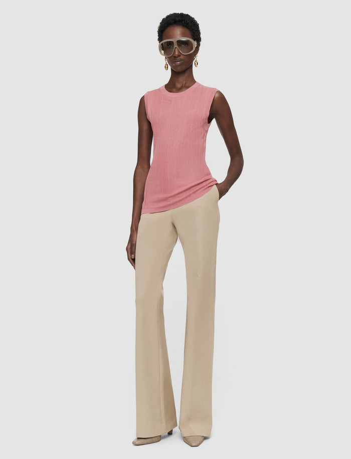 Pink Calife Silk Cotton Rib Vest - Joseph