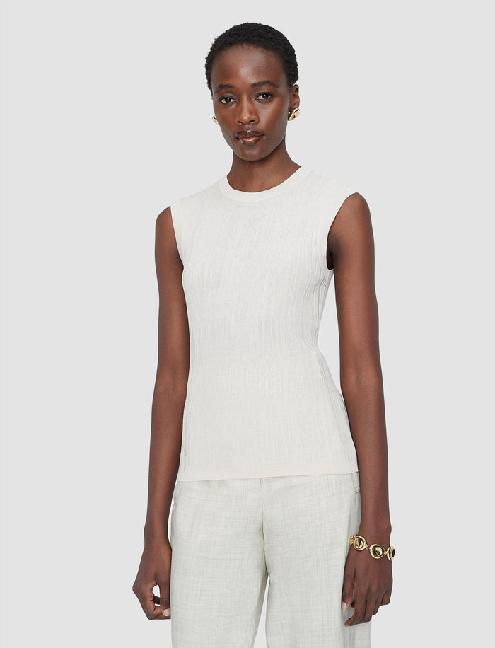 White Calife Silk Cotton Rib Vest - Joseph