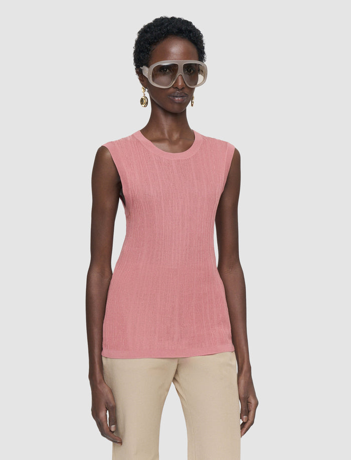 Pink Calife Silk Cotton Rib Vest - Joseph