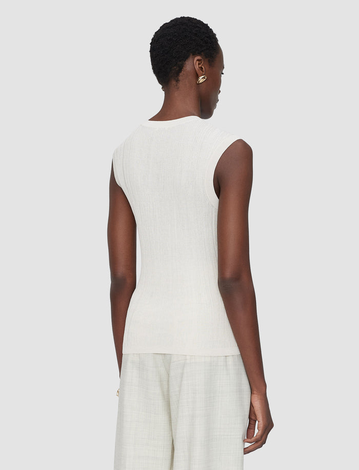 White Calife Silk Cotton Rib Vest - Joseph