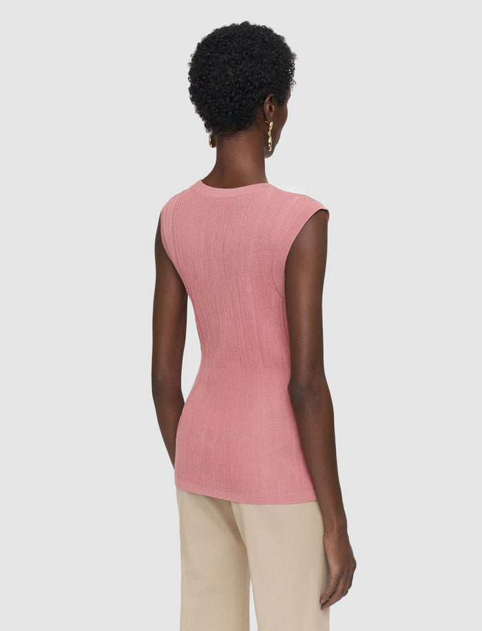 Pink Calife Silk Cotton Rib Vest - Joseph