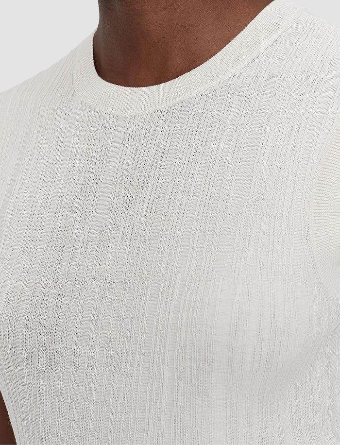 White Calife Silk Cotton Rib Vest - Joseph