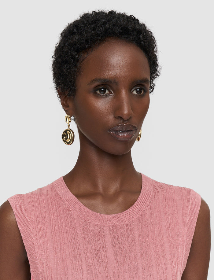 Pink Calife Silk Cotton Rib Vest - Joseph