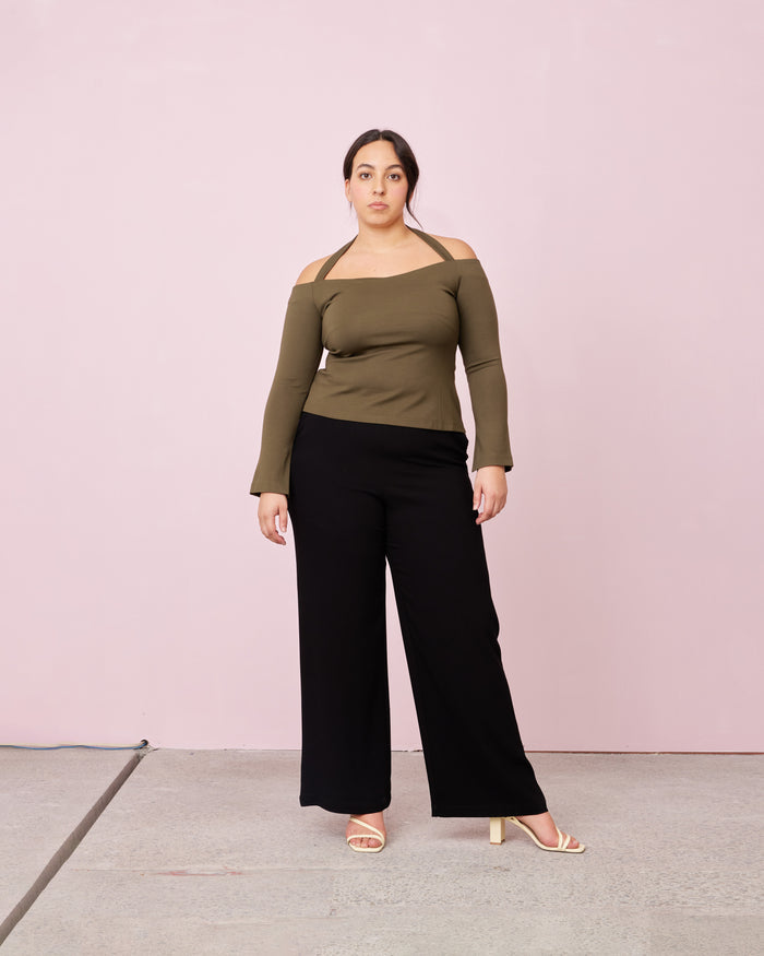 CALVIN LONG SLEEVE TOP KHAKI