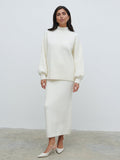 Lygia Is 5'9" & Wears Size UK S|Camille Balloon Sleeve Knit Jumper - Cream