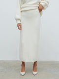 Lygia Is 5'9" & Wears Size UK S|Camille Midaxi Knit Skirt - Cream