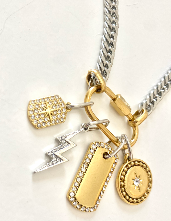 Carabiner Charm Necklace- Steel Waterproof