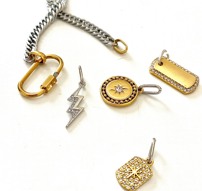 Carabiner Charm Necklace- Steel Waterproof