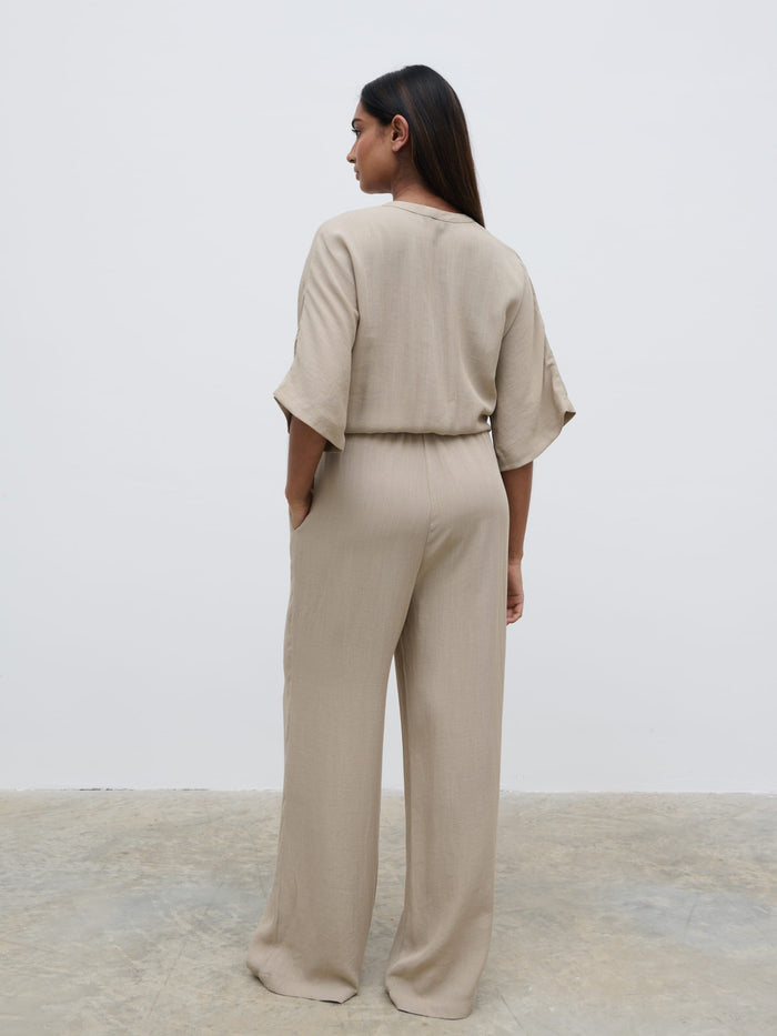 Sachi Is 5’7” & Wears Size UK 8|Carey Easywear Jumpsuit - Stone