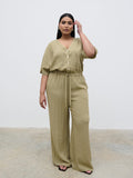 Souki Is 5'8" & Wears Size UK 18|Carey Easywear Jumpsuit Curve - Olive