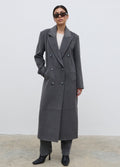 Anne Is 5'7.5" & Wears Size UK S|Carissa Oversized Tailored Coat - Charcoal
