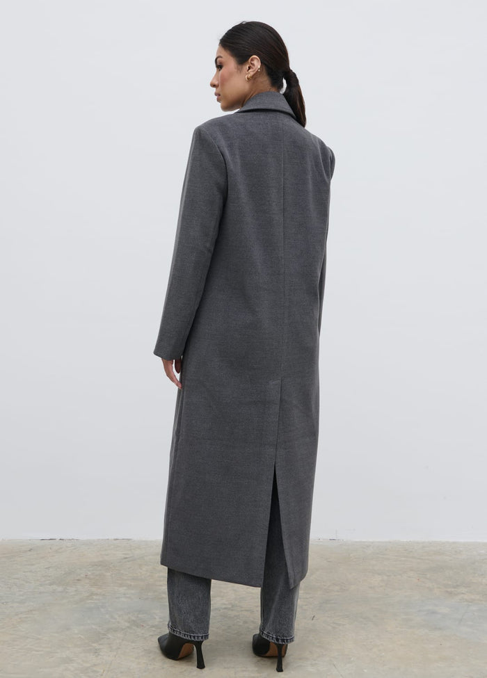 Anne Is 5'7.5" & Wears Size UK S|Carissa Oversized Tailored Coat - Charcoal