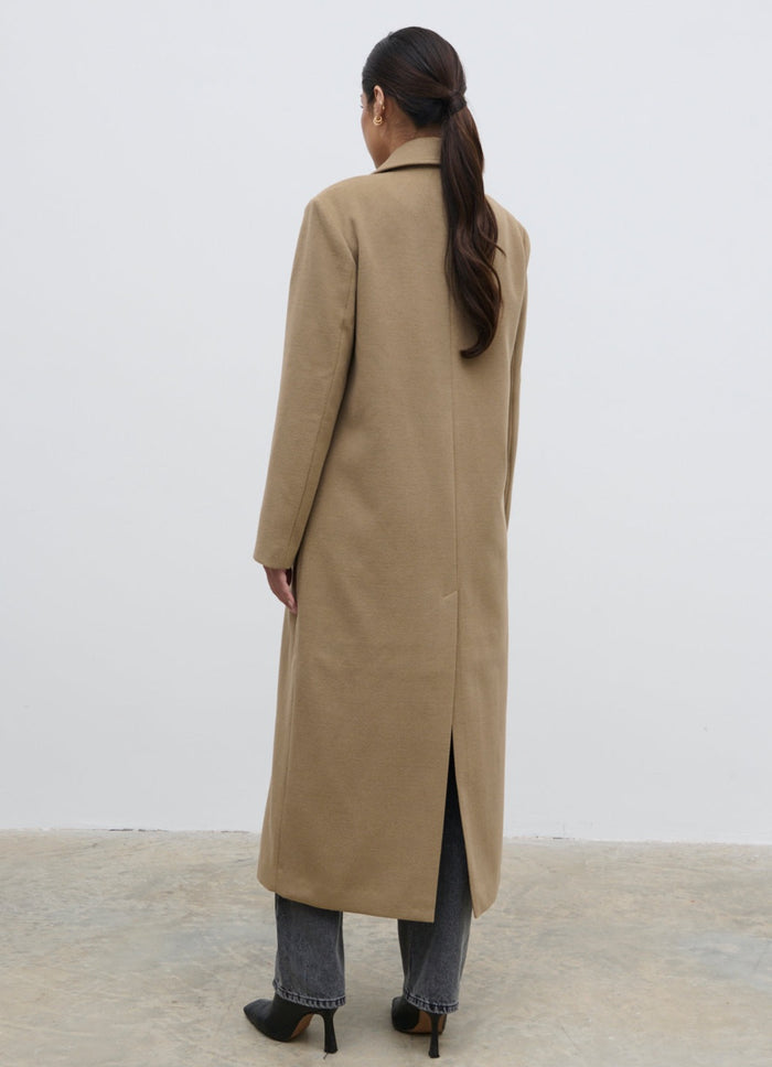 Anne Is 5'7.5" & Wears Size UK S|Carissa Oversized Tailored Coat - Taupe