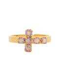 Carly Cross Ring - Pink