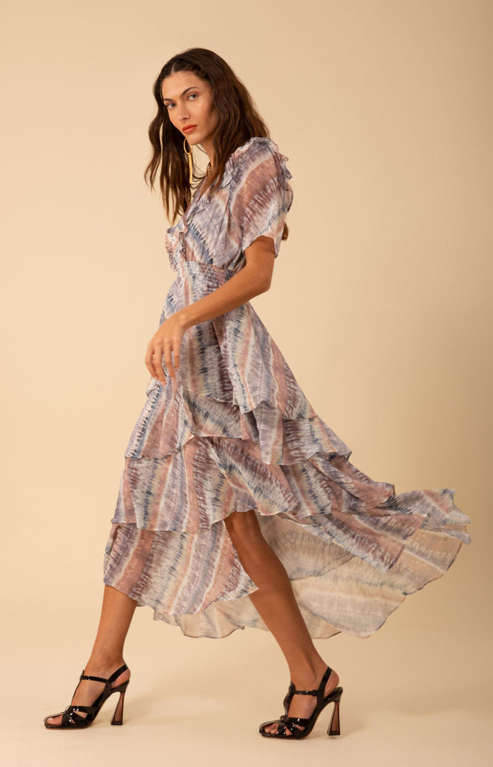 Caroline Chiffon Dress, color_beige