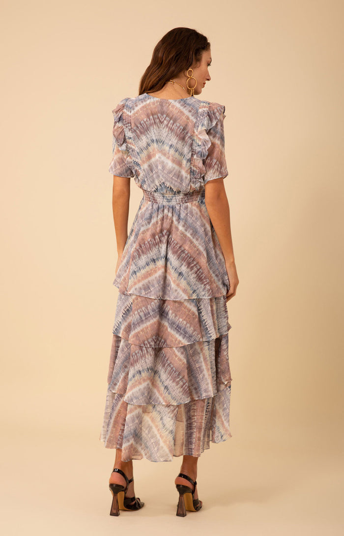 Caroline Chiffon Dress, color_beige