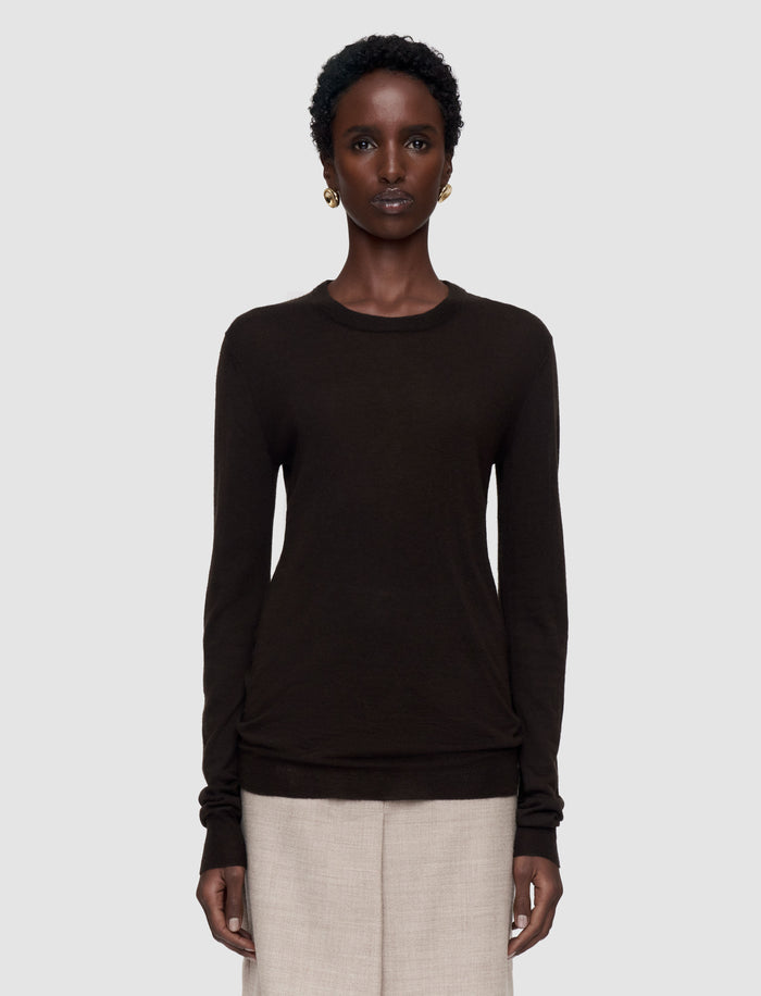 Brown Cashair Round Neck Jumper - Joseph