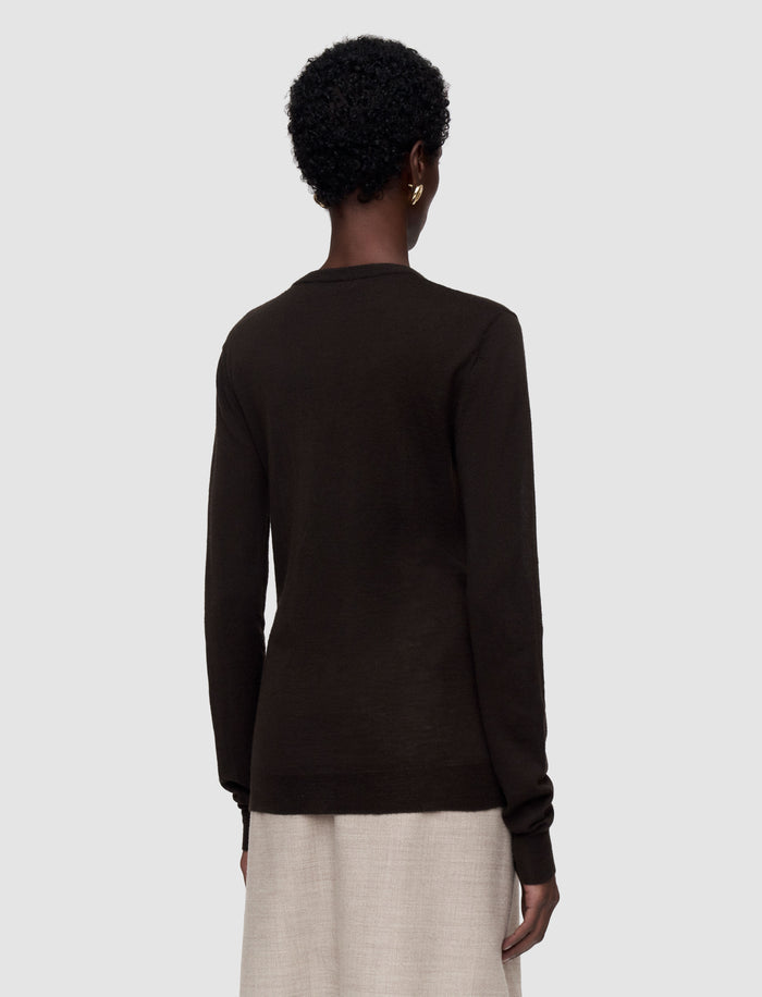 Brown Cashair Round Neck Jumper - Joseph