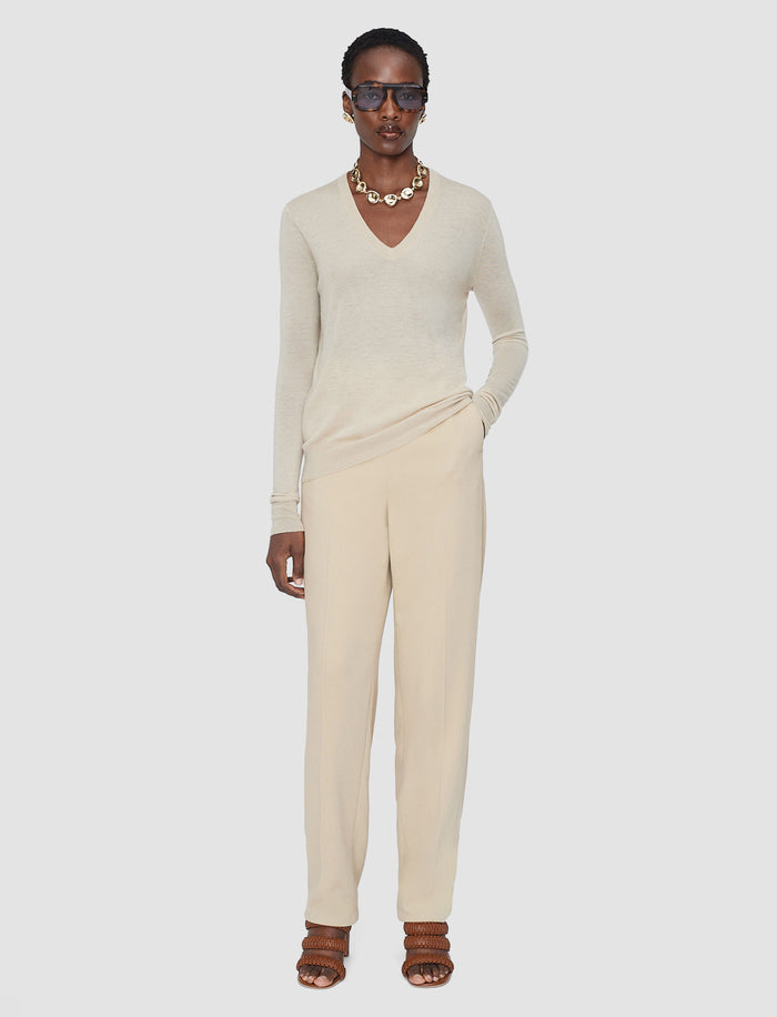 Beige Cashair V Neck Jumper - Joseph