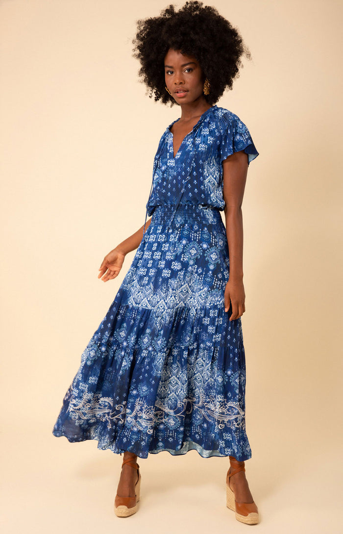 Catalina Tiered Maxi Skirt, color_navy