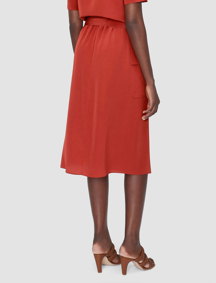 Red Charai Crepe de Soie Silk Skirt - Joseph