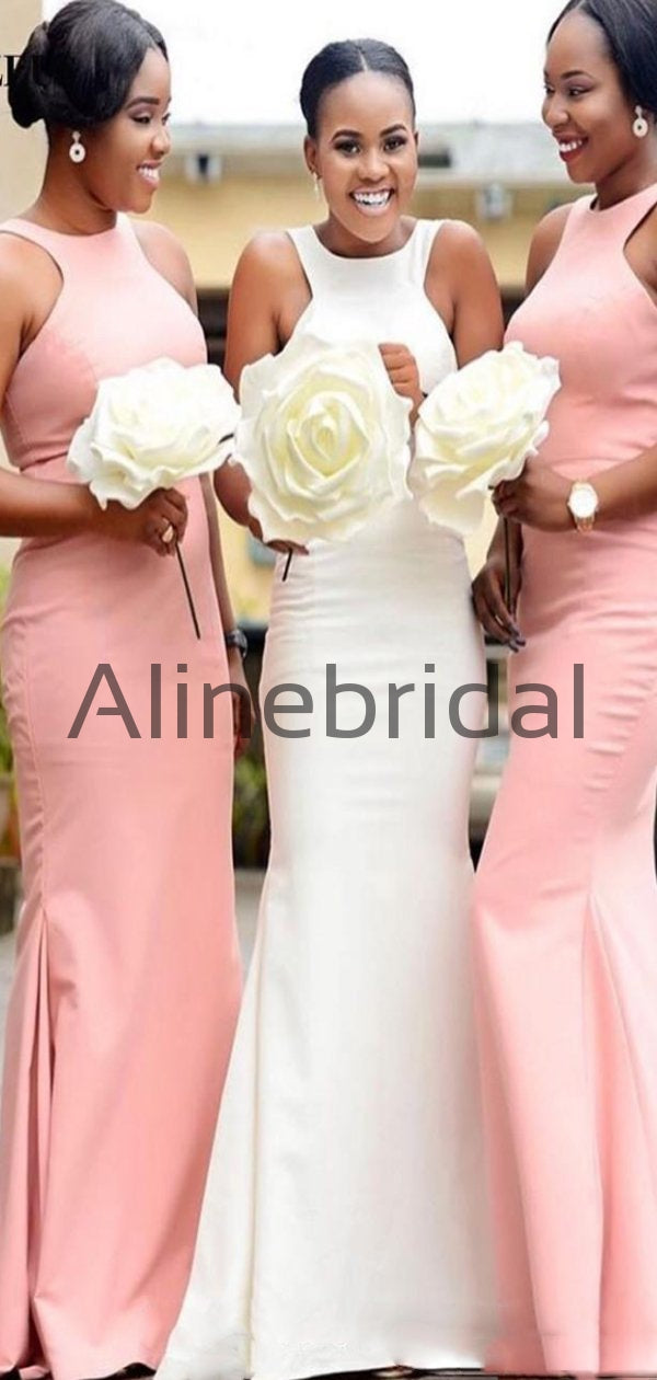Charming Sleeveless Halter Long Mermaid Bridesmaid Dresses, AB4240