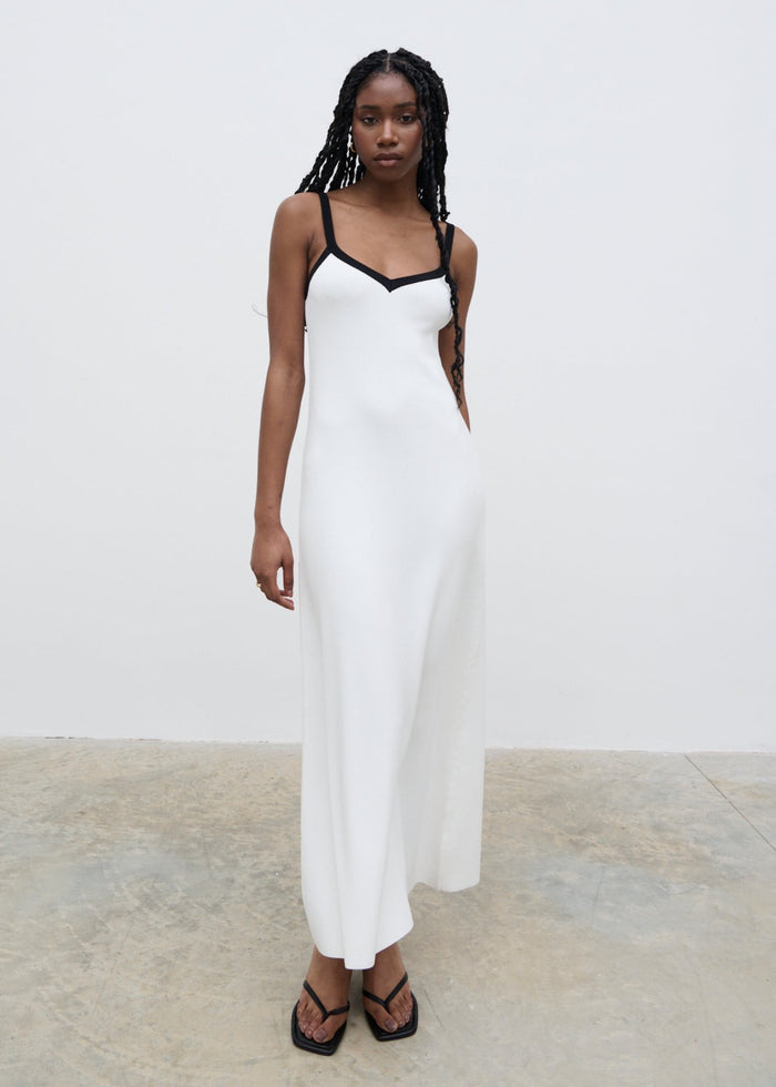 Shilloh Is 5'9" & Wears Size UK S|Cheryl Contrast Knit Dress - Cream