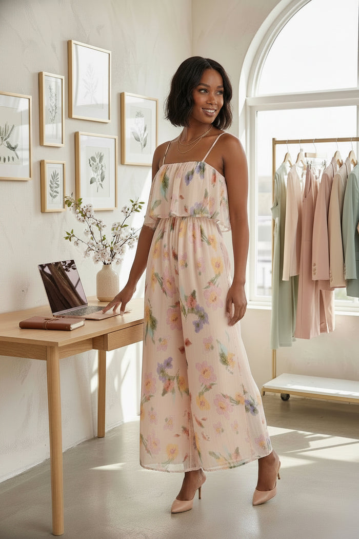 Chiffon Floral  Sleeveless Romper image 1