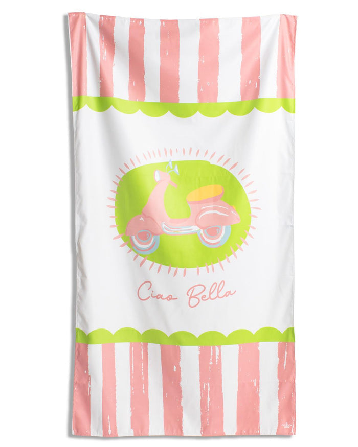 The Royal Standard Ciao Bella Giant Beach Towel | White/Pink