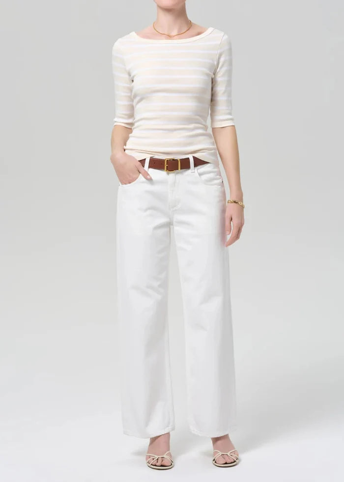 Citizens of Humanity - Brulee Stripe 3/4 Sleeve Boat Neck Tee - Kalifornia Jean Bar