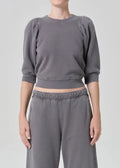 Citizens of Humanity - Heather Grey Pleated Short Sleeve Crew - Kalifornia Jean Bar