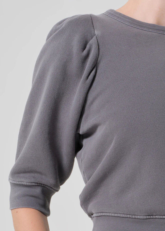 Citizens of Humanity - Heather Grey Pleated Short Sleeve Crew - Kalifornia Jean Bar