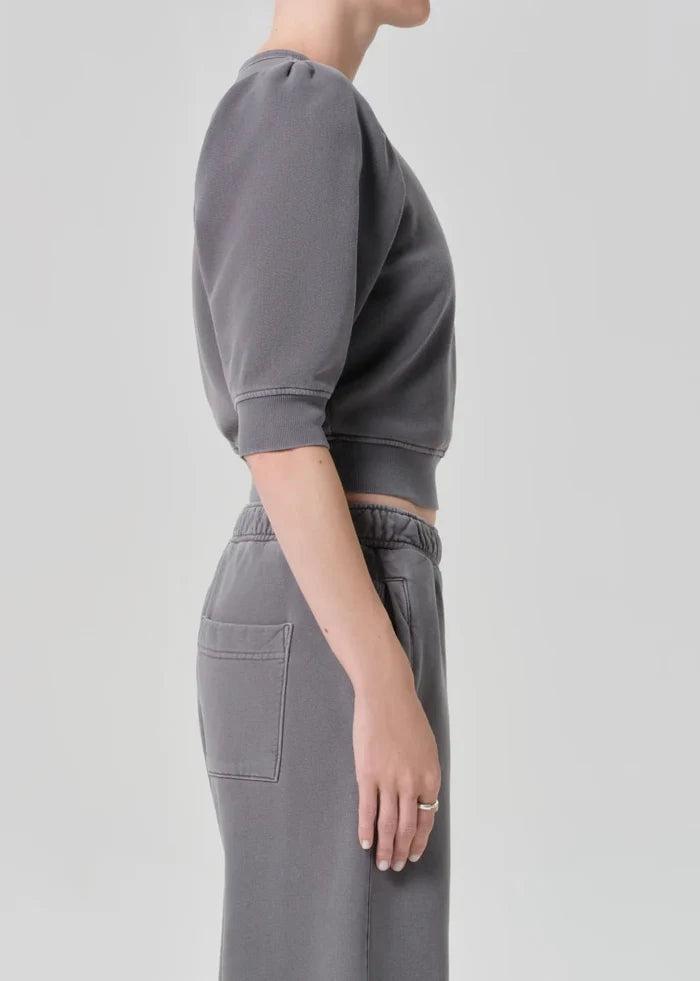 Citizens of Humanity - Heather Grey Pleated Short Sleeve Crew - Kalifornia Jean Bar