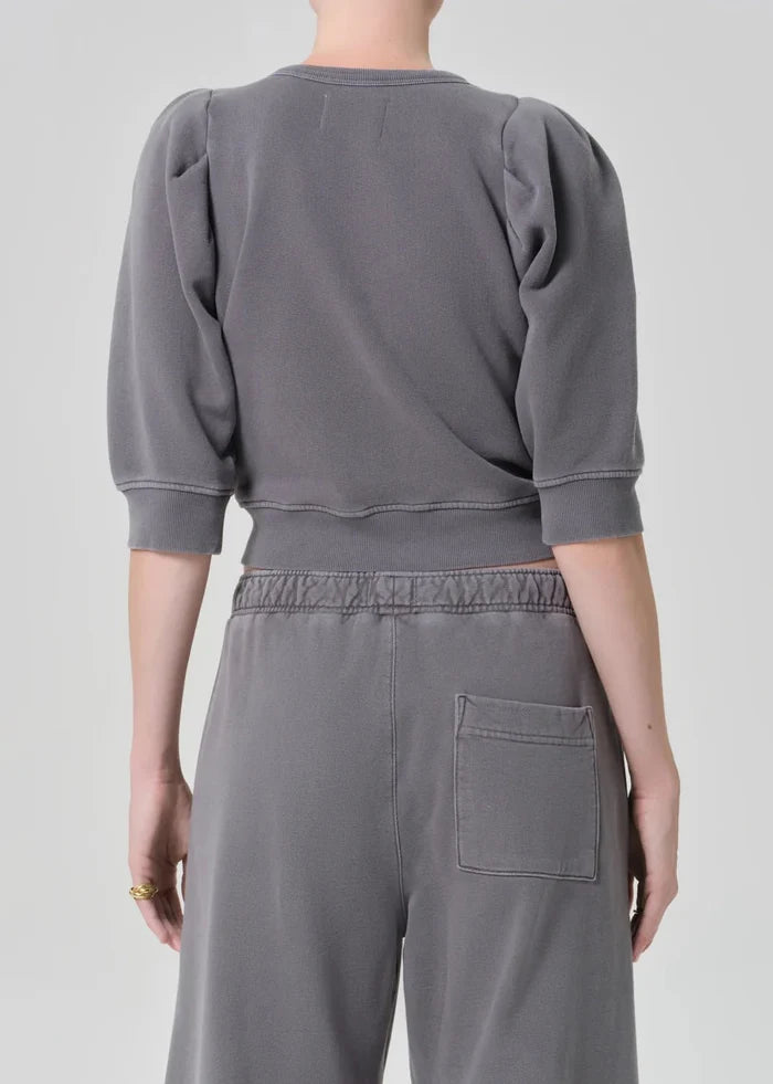 Citizens of Humanity - Heather Grey Pleated Short Sleeve Crew - Kalifornia Jean Bar