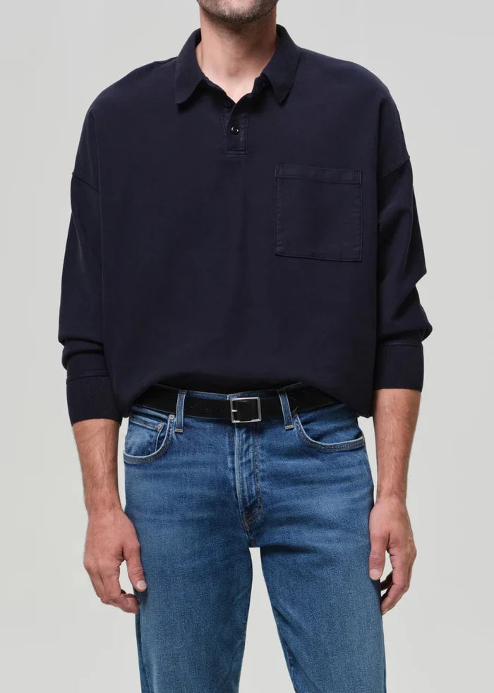 Citizens of Humanity - Rugby Polo Navy French Terry - Kalifornia Jean Bar