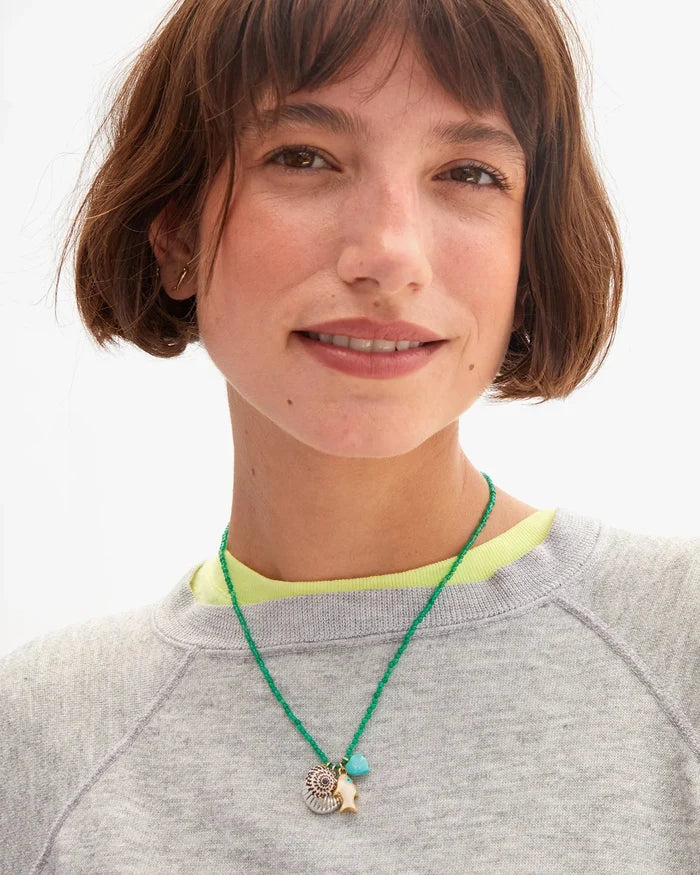 Clare V. - Beaded Charm Necklace in Multi Color - Kalifornia Jean Bar