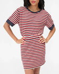 Clare V. - Le Mini Tube Skirt Navy/Cherry Red Stripe - Kalifornia Jean Bar