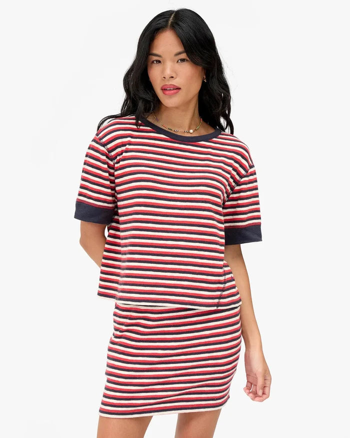 Clare V. - Le Mini Tube Skirt Navy/Cherry Red Stripe - Kalifornia Jean Bar