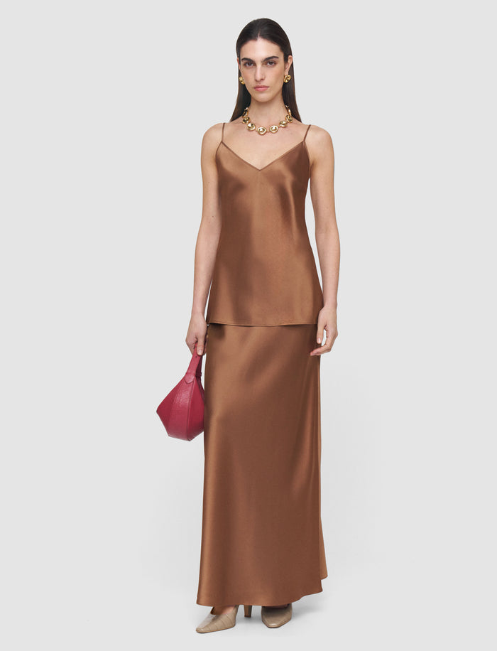 Brown Clea Silk Satin Camisole - Joseph