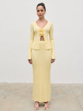 Elissa Is 5'8.5" & Wears Size UK S|Clemmie Knit Maxi Skirt - Pale Lemon