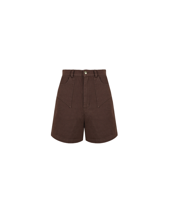 CLOVER DENIM SHORT DARK BROWN
