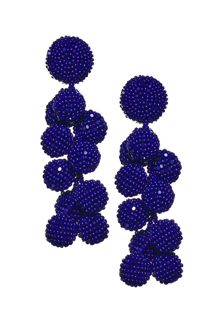 COCONUTS COBALT BLUE GLASS BEADED CLUSTER EARRINGS