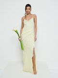 Marina Is 5'7.5" & Wears Size UK 8|Constance Ruffle Chiffon Maxi Bridesmaid Dress - Lemon