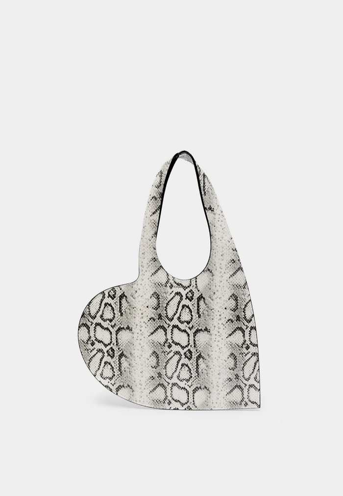 Coperni Snake Print Mini Heart Tote Bag White-Grey