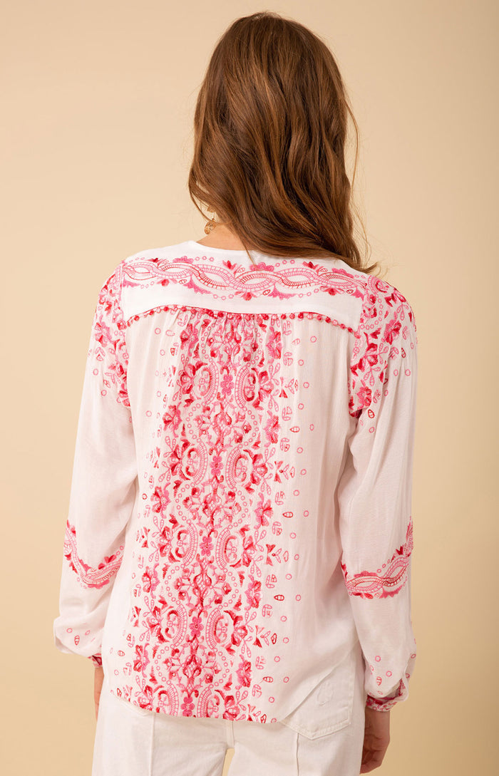 Cora Embroidered Top, color_fuchsia