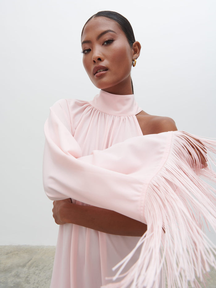 Cora Fringed Maxi Dress - Blush