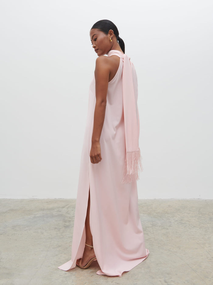Cora Fringed Maxi Dress - Blush