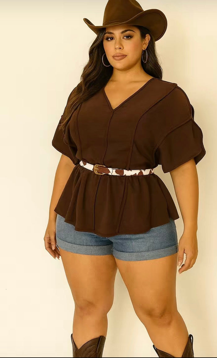 Cowbelt Draped Shoulder Top image 0