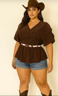Cowbelt Draped Shoulder Top image 0